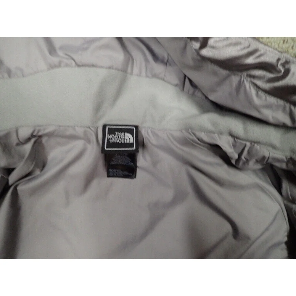 The North Face Puffer Jacket Girls Large 14/16 Silver Good Hooded Insulated Coat
